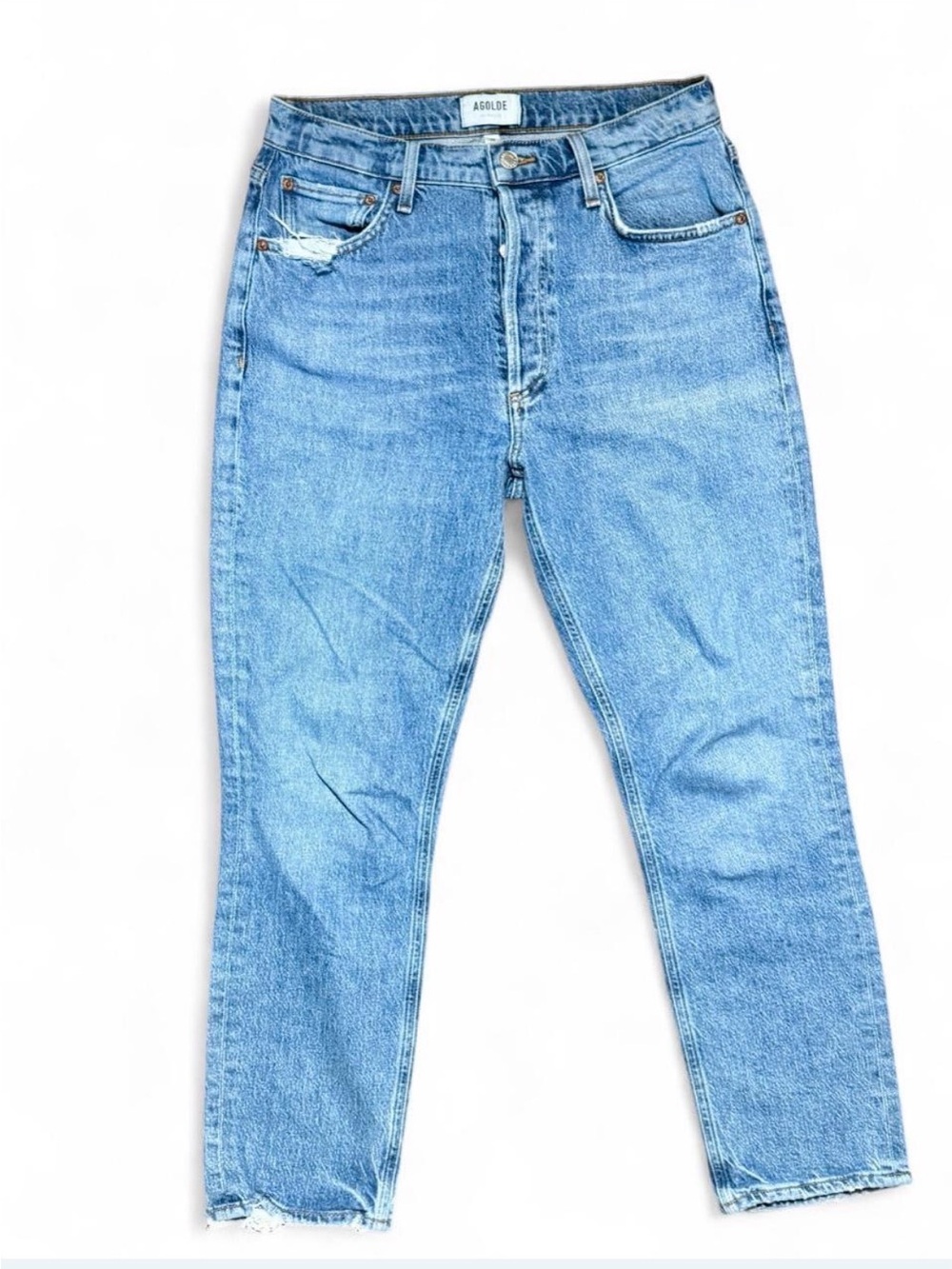 Agolde Riley High-Rise Straight Leg Jeans Size 28 Distressed